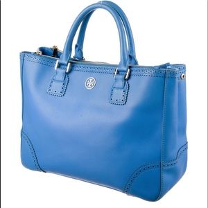 Tory Burch  leather cornflower blue tote